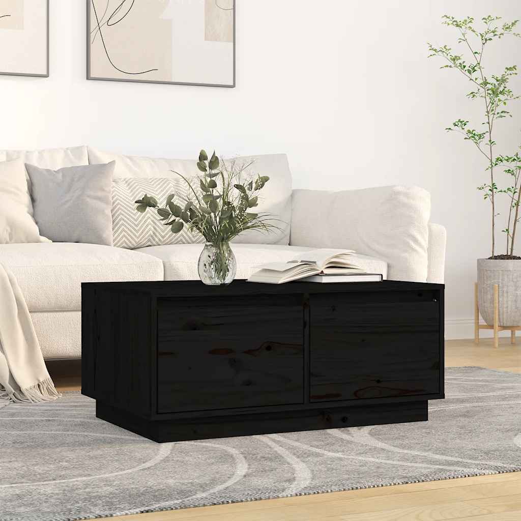 Stolić za kavu crni 80 x 50 x 35 cm od masivne borovine