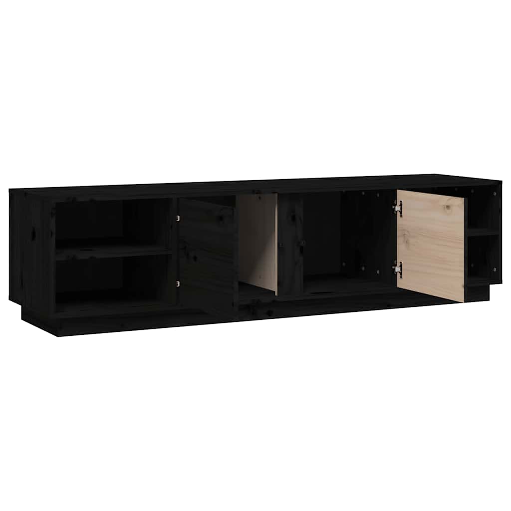 TV ormarić crni 156 x 40 x 40 cm od masivne borovine