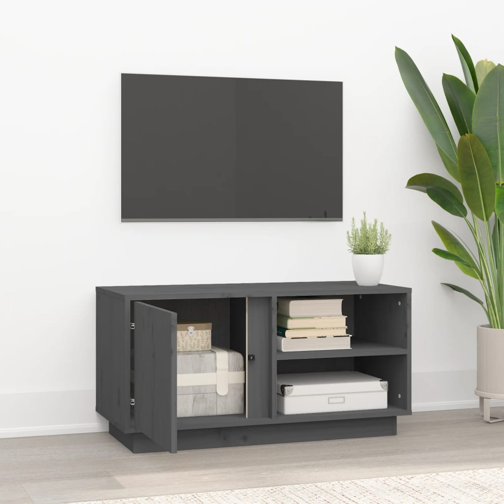 TV ormarić sivi 80 x 35 x 40,5 cm od masivne borovine