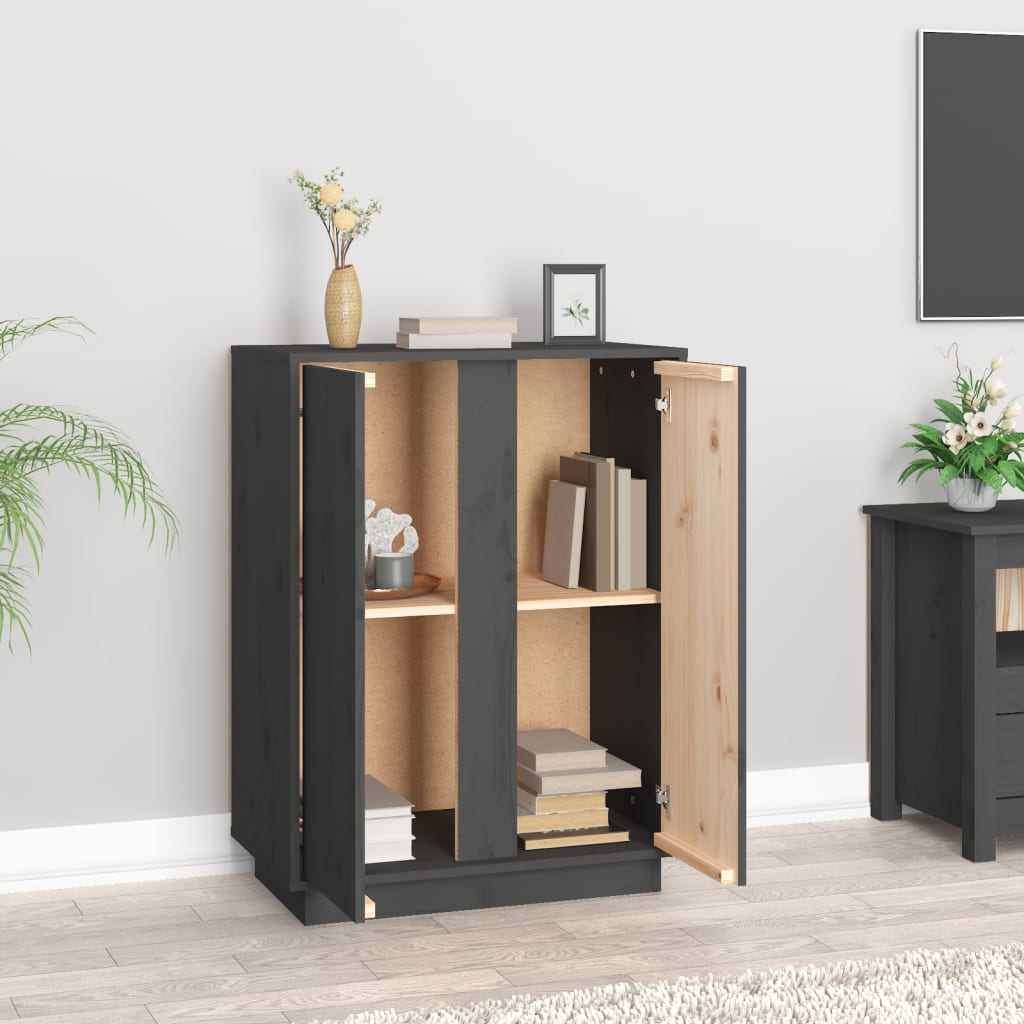 Komoda siva 60 x 35 x 80 cm od masivne borovine