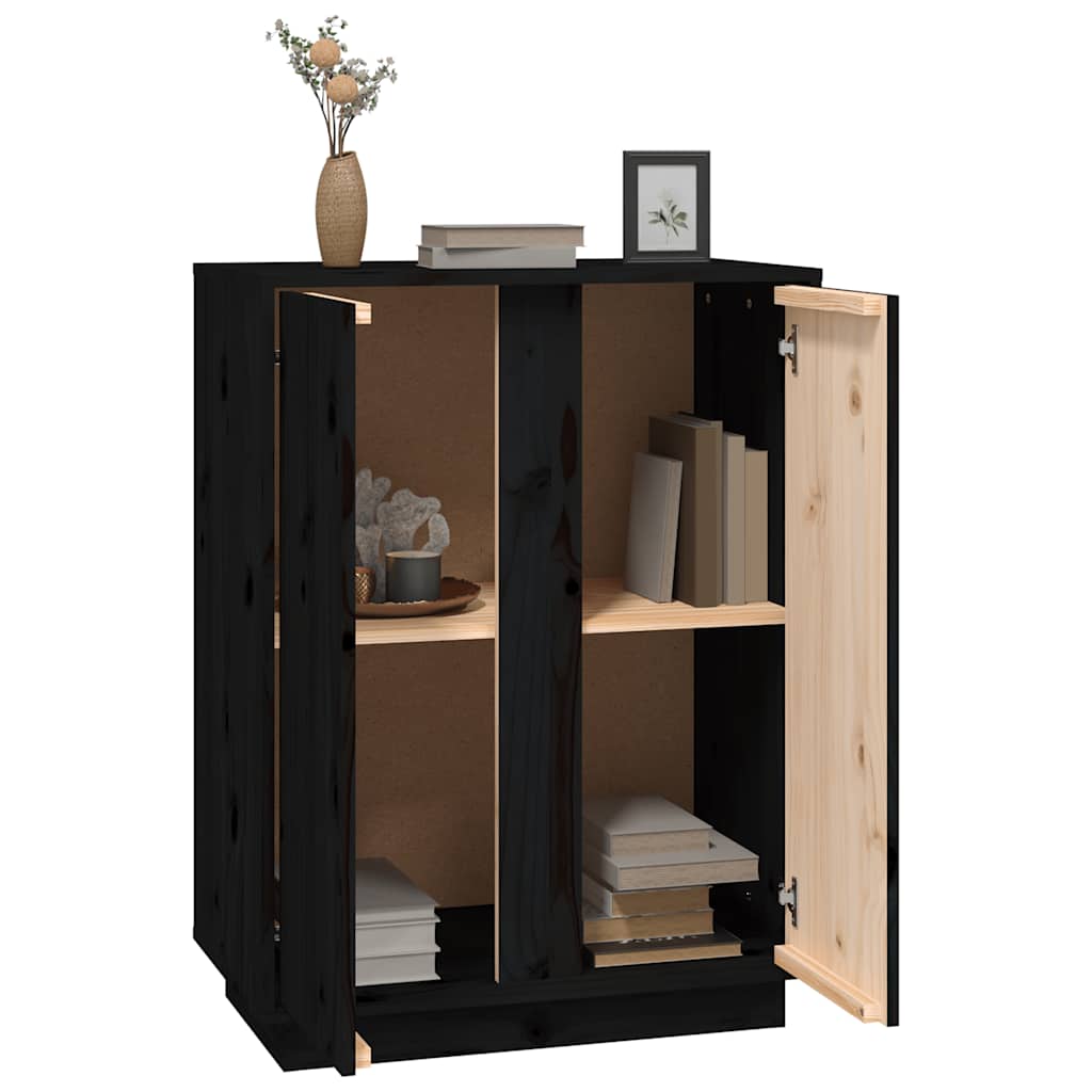Komoda crna 60 x 35 x 80 cm od masivne borovine
