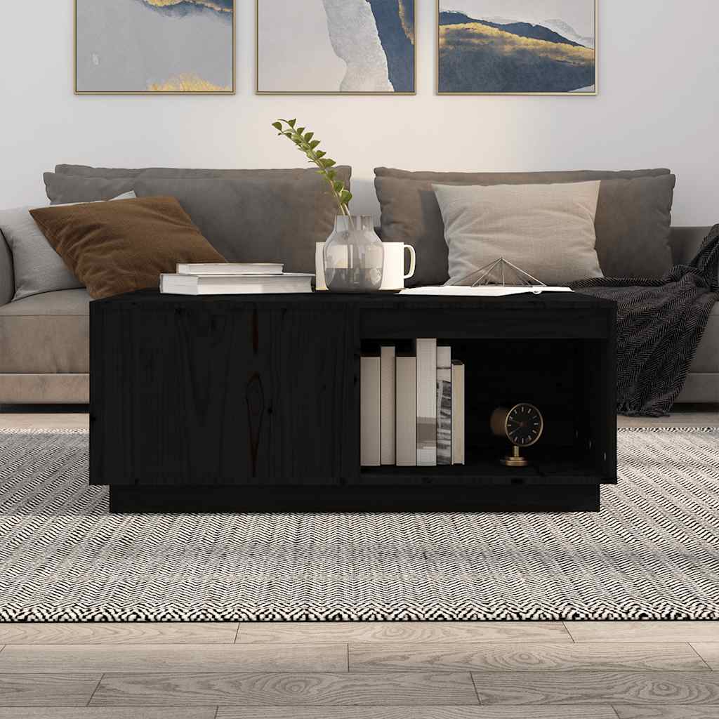 Stolić za kavu crni 100 x 101 x 40,5 cm od masivne borovine