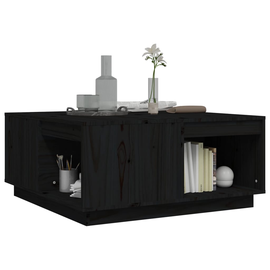 Stolić za kavu crni 80x81x36,5 cm od masivne borovine