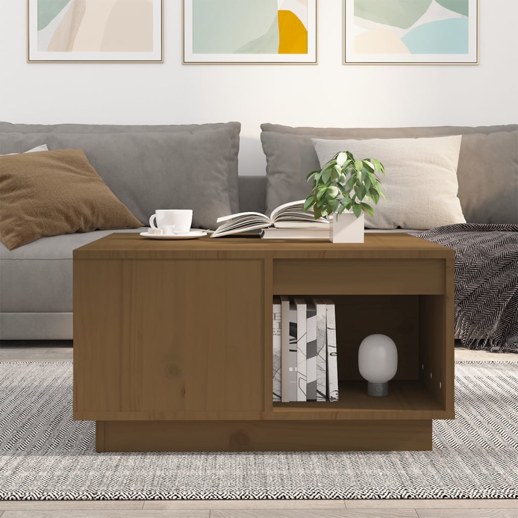 Stolić za kavu boja meda 60 x 61 x 32,5 cm od masivne borovine