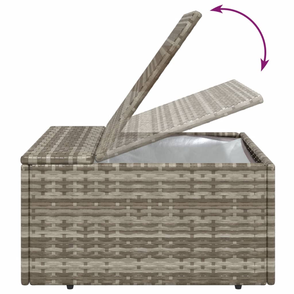 Vrtni tabure s jastukom sivi 55 x 55 x 30 cm od poliratana
