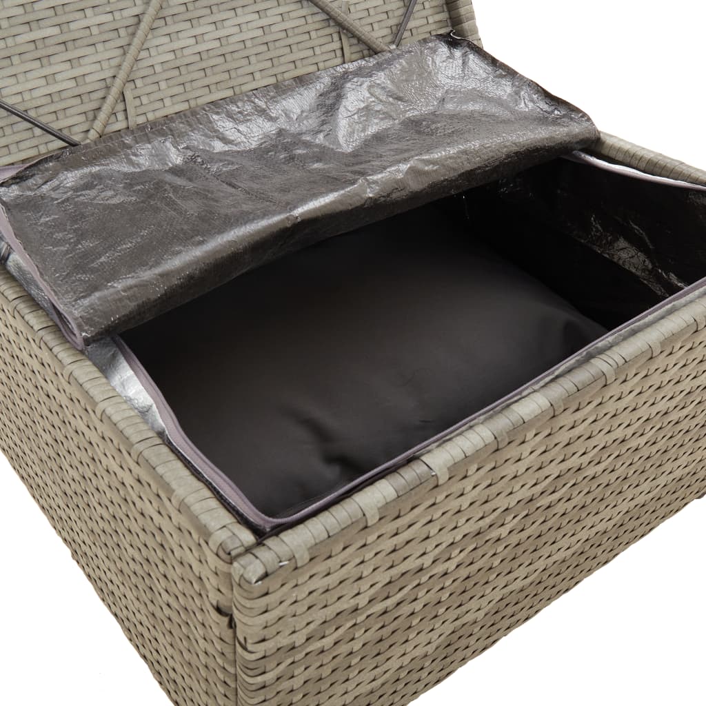 Vrtni tabure s jastukom sivi 55 x 55 x 30 cm od poliratana