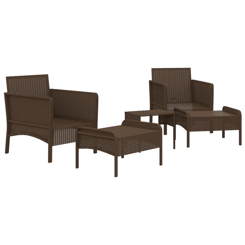 5-dijelna vrtna garnitura od poliratana s jastucima smeđa