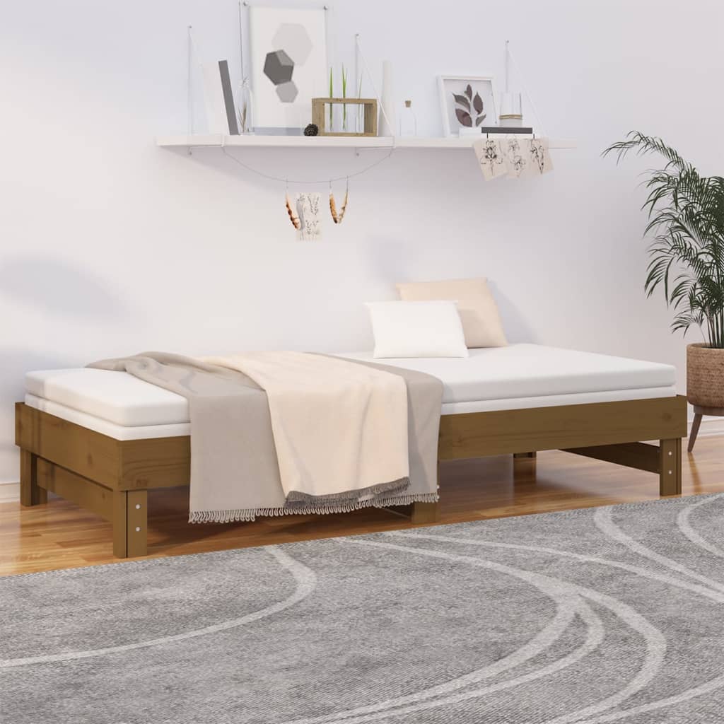 Dnevni ležaj na razvlačenje boja meda 2 x (100x200) cm borovina