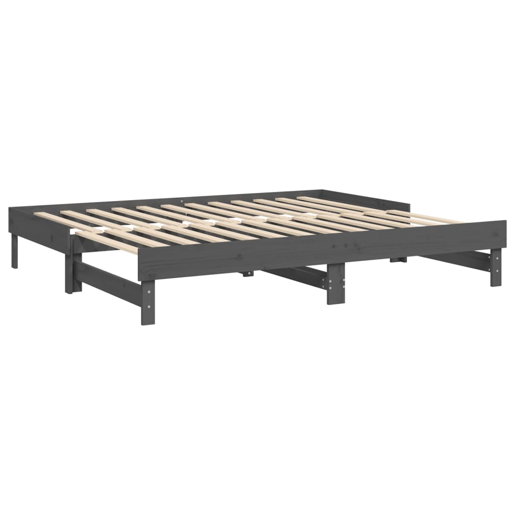 Dnevni ležaj na izvlačenje sivi 2x(90x200) cm masivna borovina