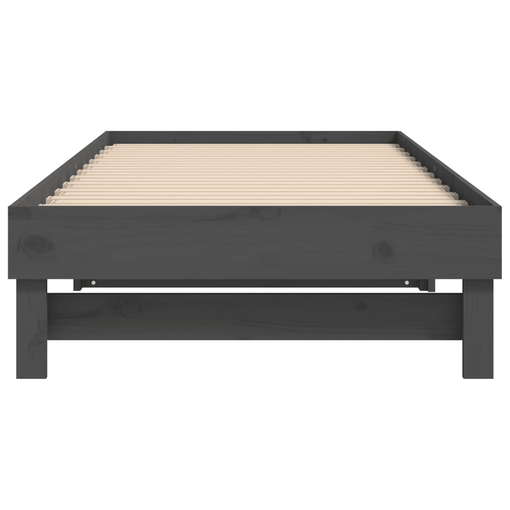 Dnevni ležaj na izvlačenje sivi 2x(90x200) cm masivna borovina