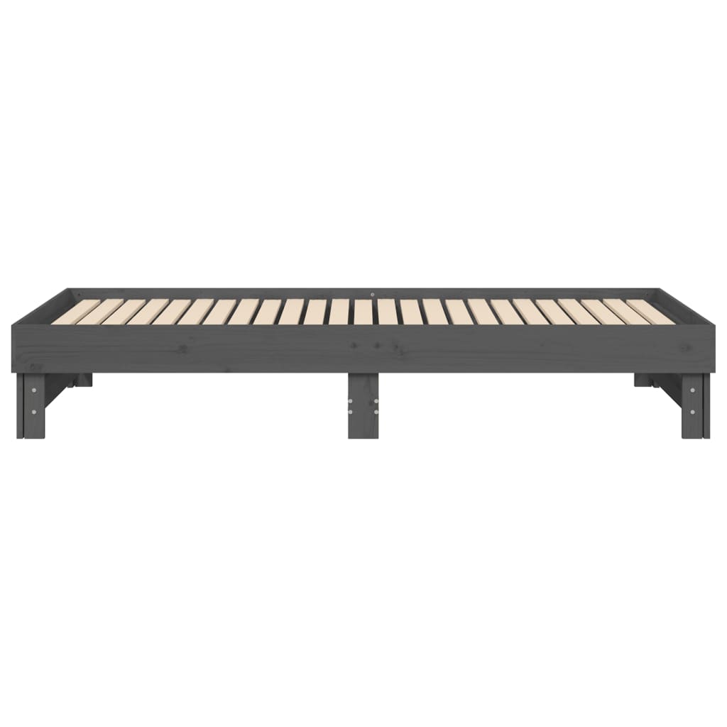 Dnevni ležaj na izvlačenje sivi 2x(90x200) cm masivna borovina