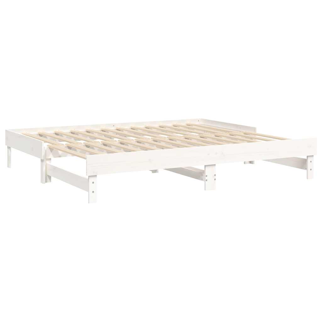 Dnevni ležaj na izvlačenje bijeli 2x(80x200)cm masivna borovina