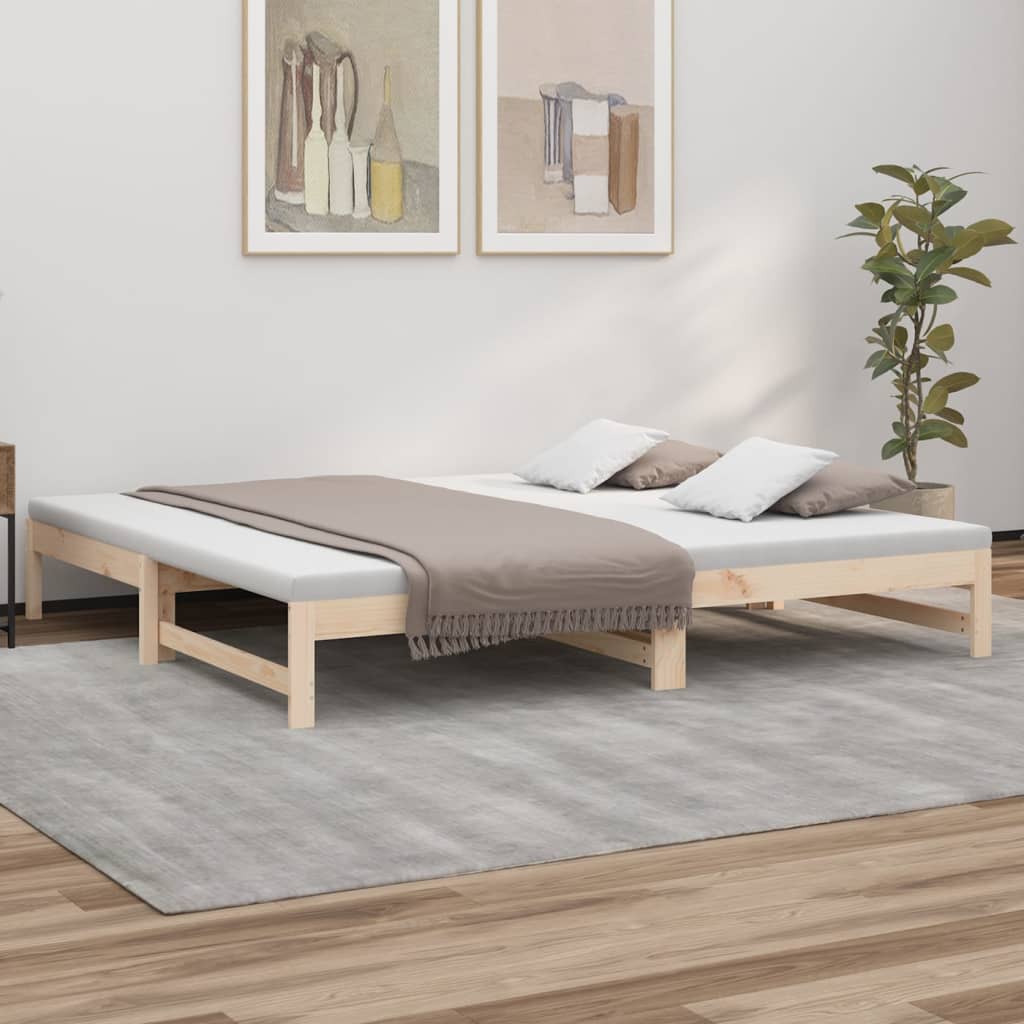Dnevni ležaj na izvlačenje 2 x (90 x 200) cm masivna borovina