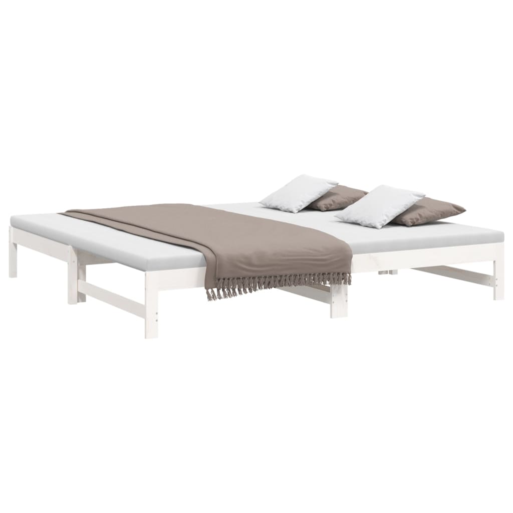 Dnevni ležaj na izvlačenje bijeli 2x(80x200)cm masivna borovina