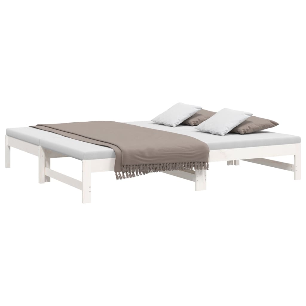 Dnevni ležaj na izvlačenje bijeli 2x(75x190)cm masivna borovina
