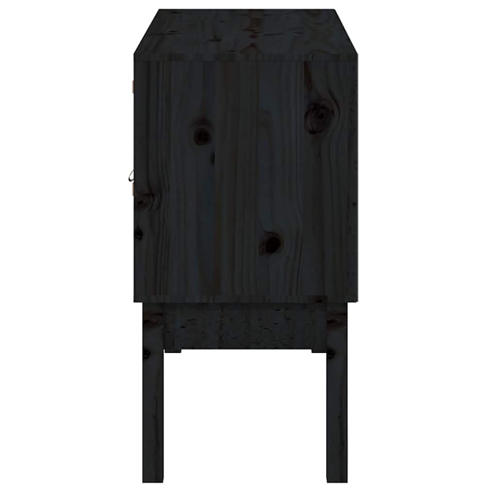 Komoda crna 110 x 40 x 78 cm od masivne borovine