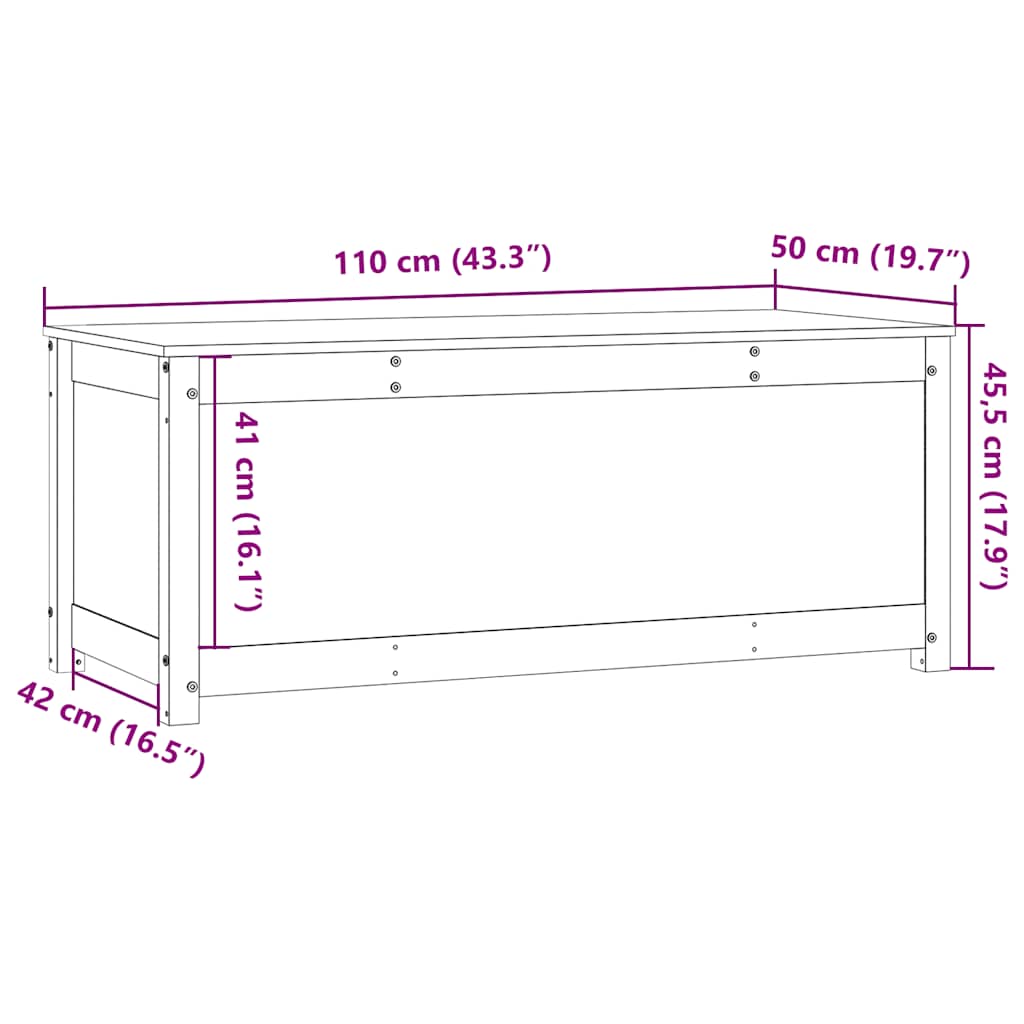Kutija za pohranu 110 x 50 x 45,5 cm od masivne borovine