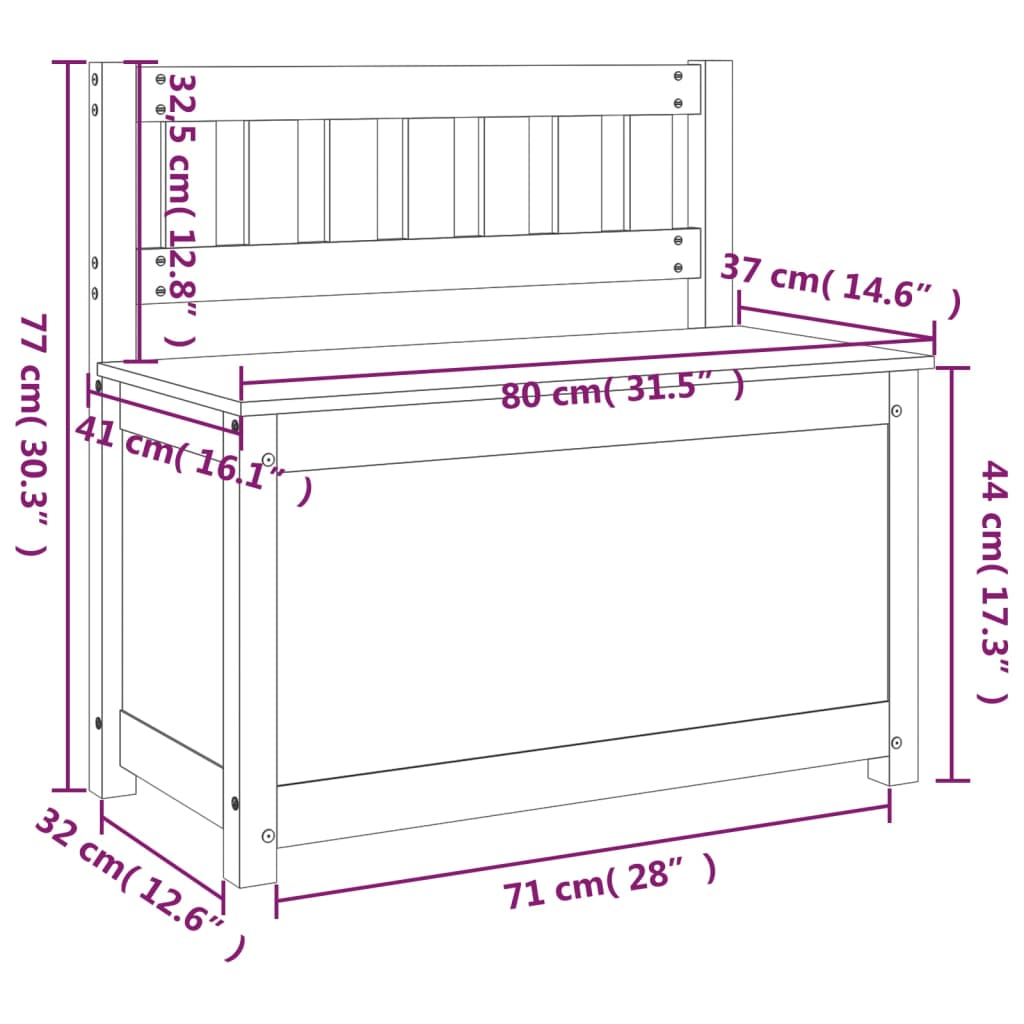Klupa bijela 80x41x77 cm od masivne borovine