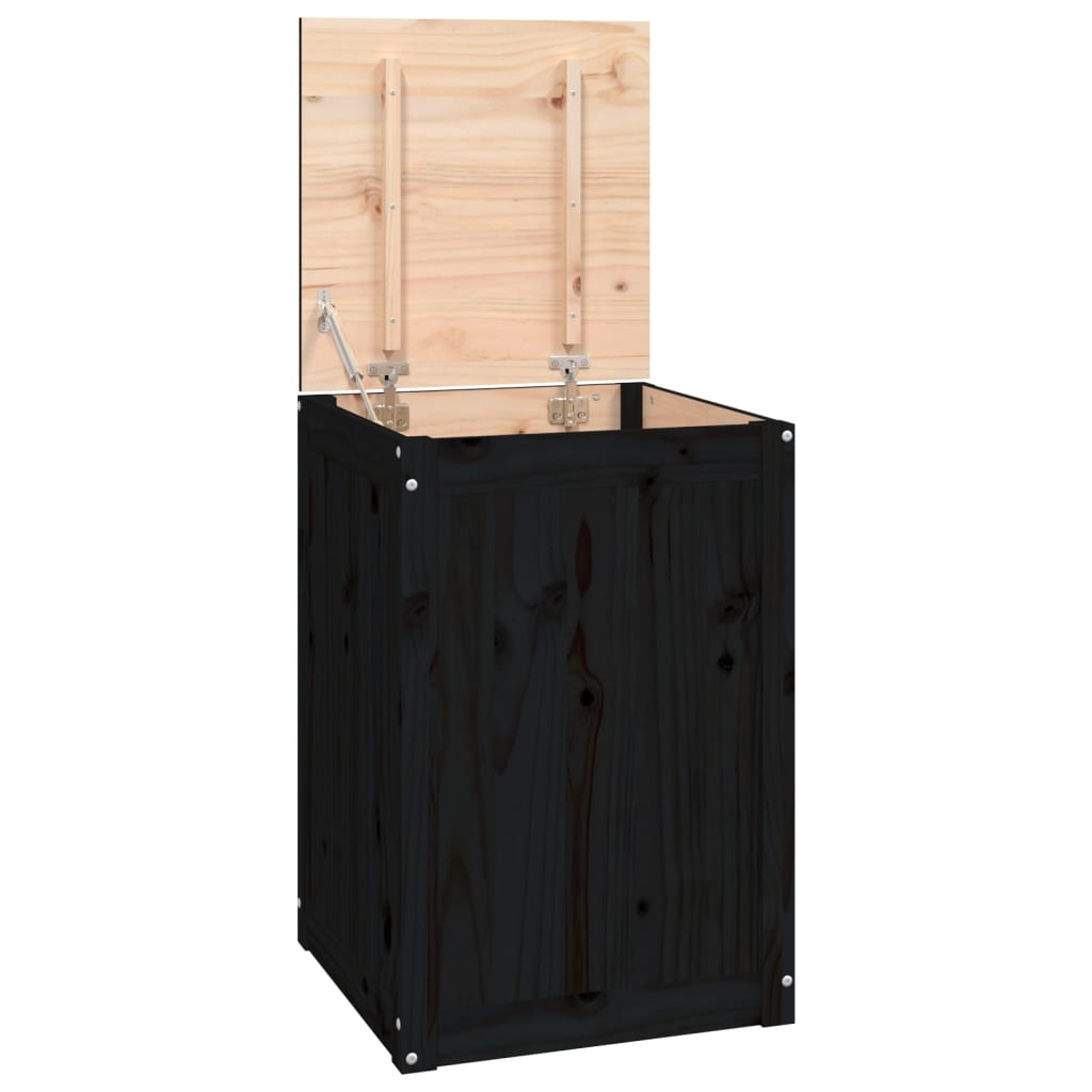 Kutija za rublje crna 44x44x66 cm od masivne borovine
