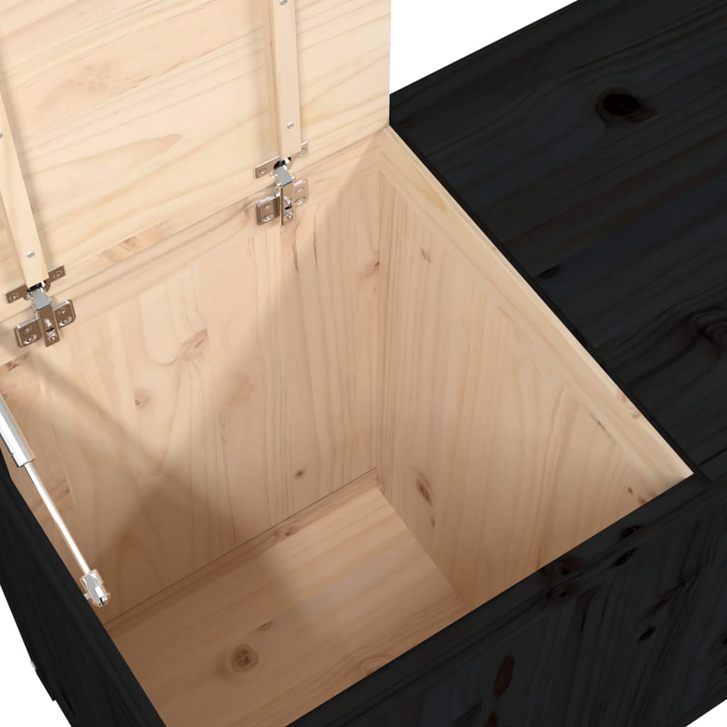 Kutija za rublje crna 88,5x44x66 cm od masivne borovine