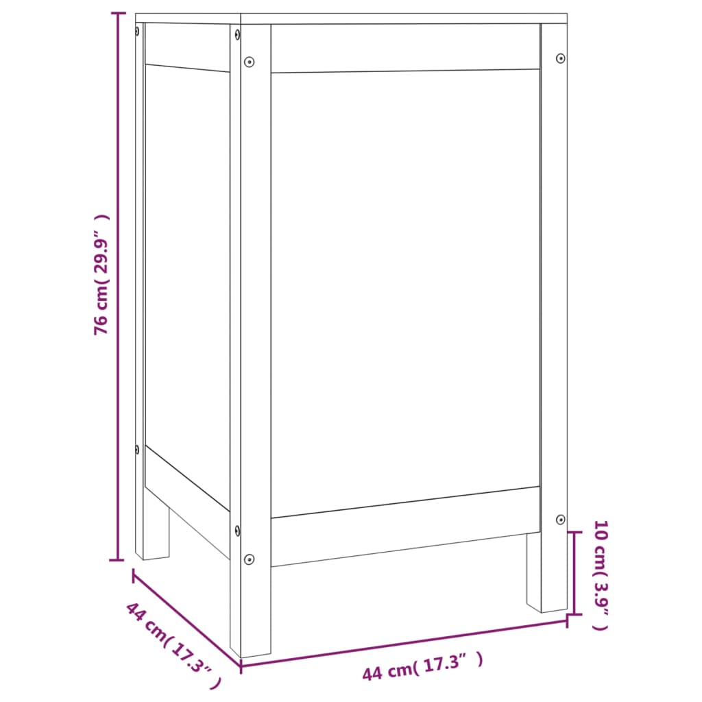 Kutija za rublje crna 44 x 44 x 76 cm od masivne borovine