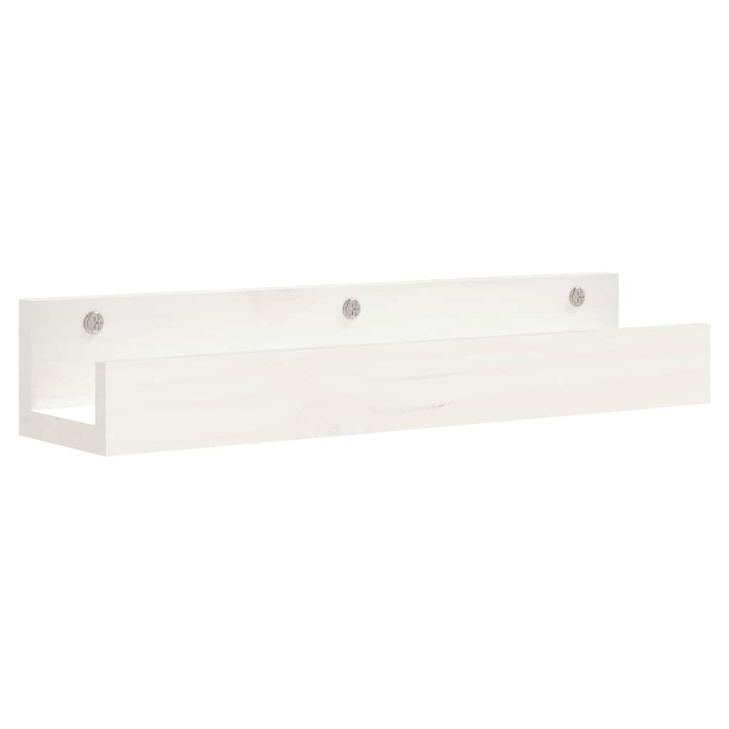 Zidne police 2 kom bijele 50 x 12 x 9 cm od masivne borovine