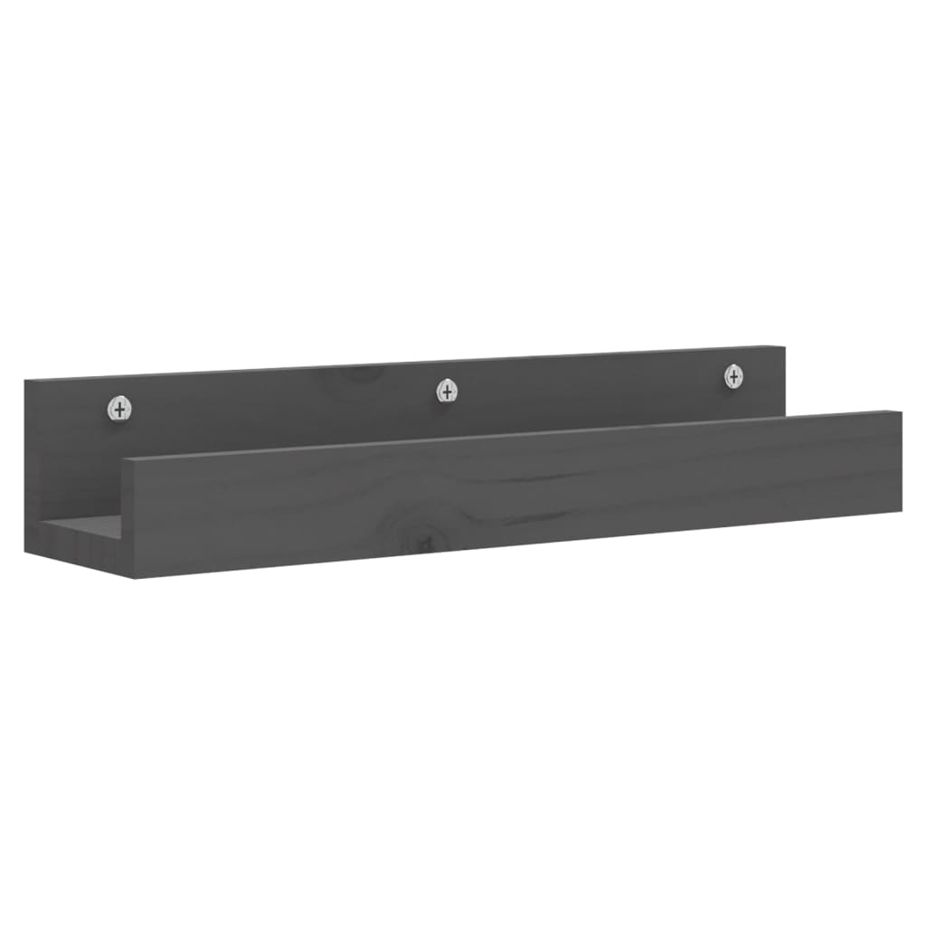 Zidne police 2 kom sive 50 x 12 x 9 cm od masivne borovine