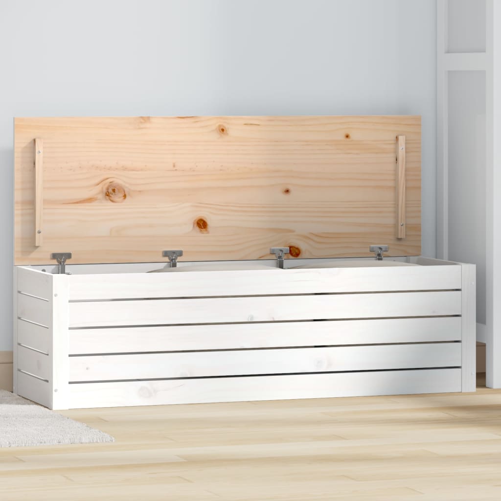 Kutija za pohranu bijela 109 x 36,5 x 33 cm od masivne borovine