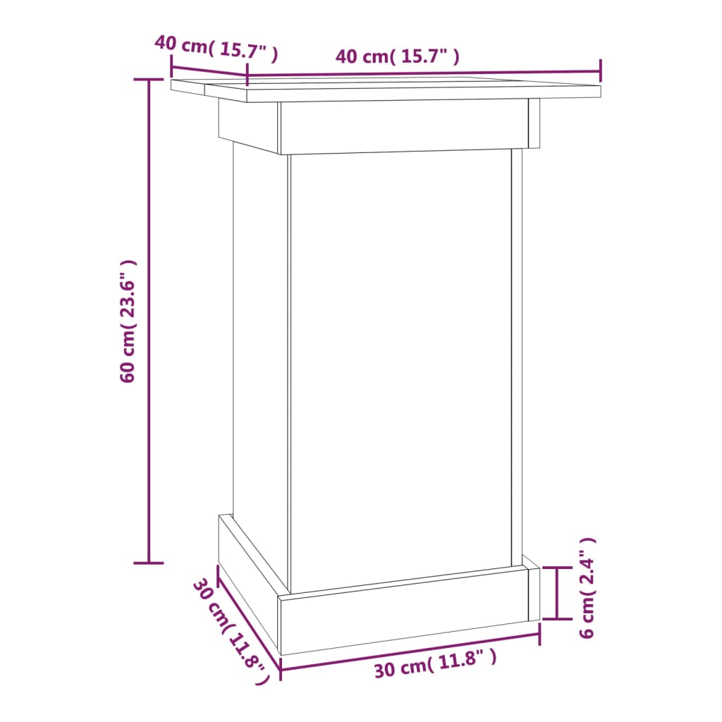 Stalak za cvijeće sivi 40 x 40 x 60 cm od masivne borovine