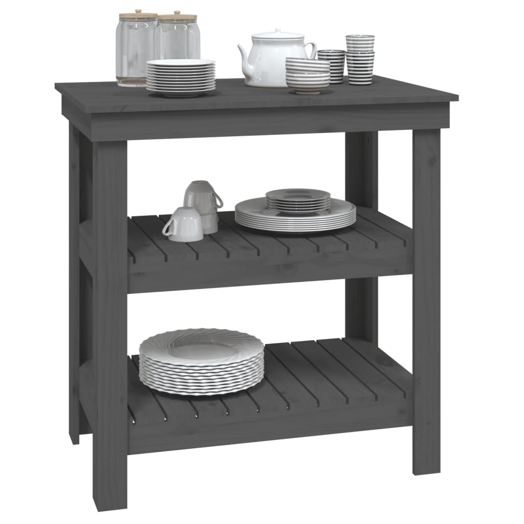 Radni stol sivi 78,5x50x80 cm od masivne borovine