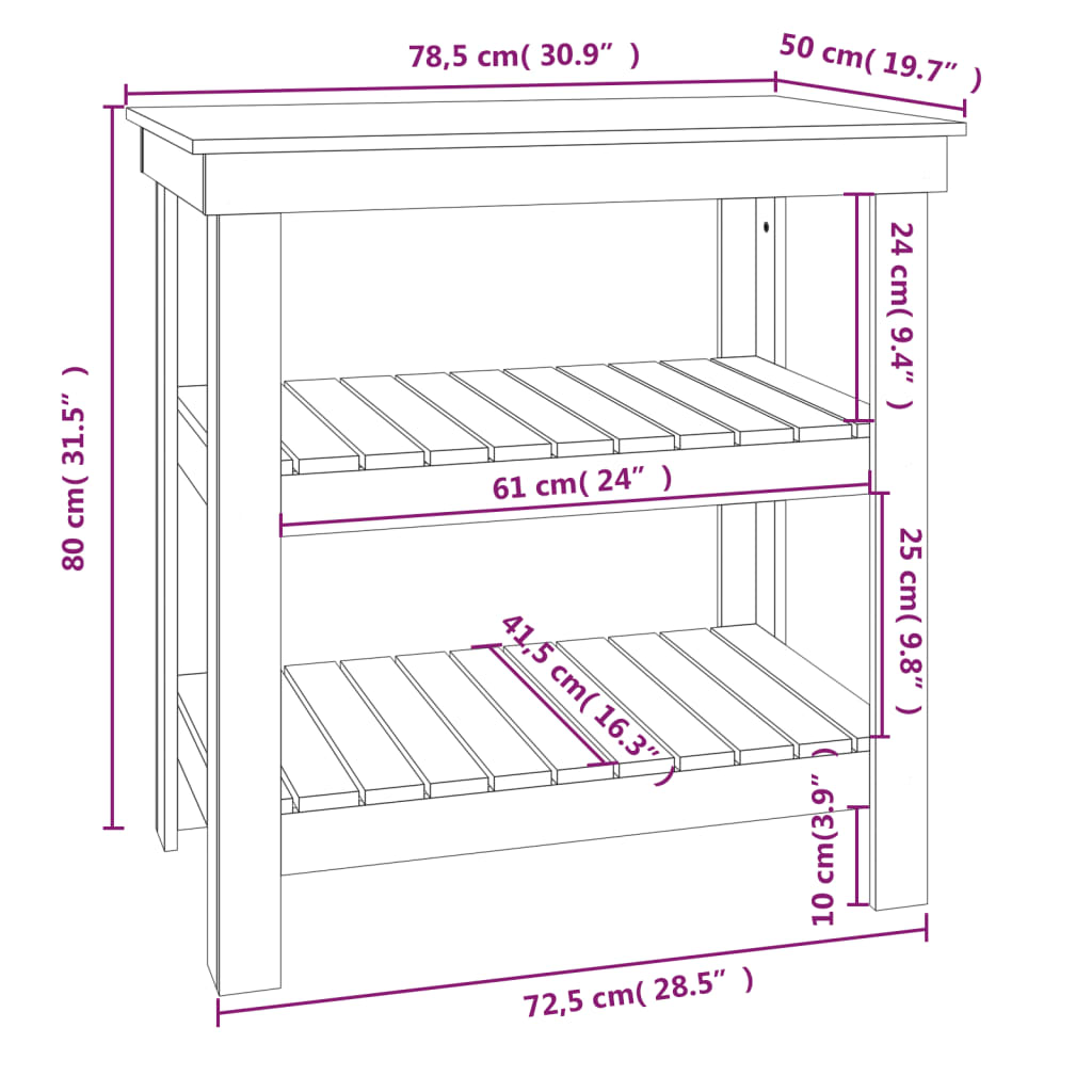 Radni stol sivi 78,5x50x80 cm od masivne borovine