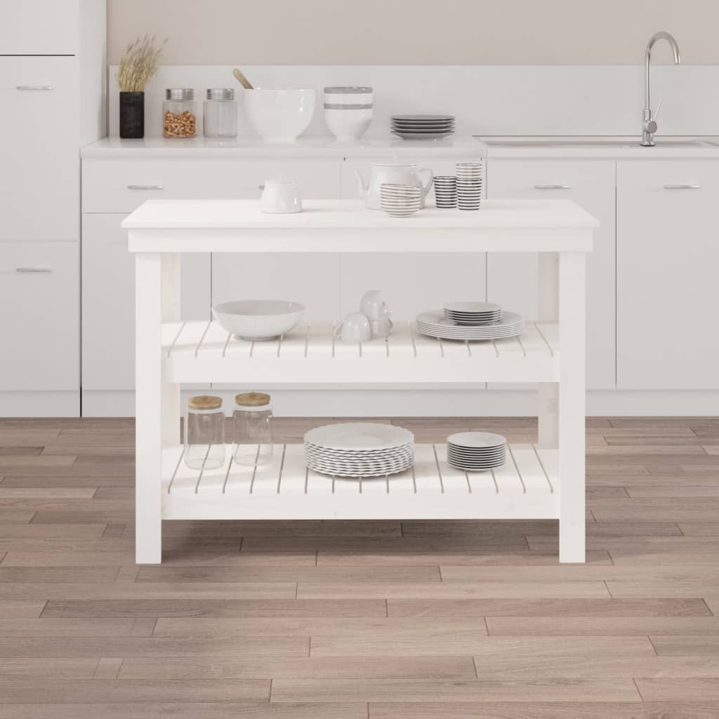 Radni stol bijeli 110,5 x 50 x 80 cm od masivne borovine