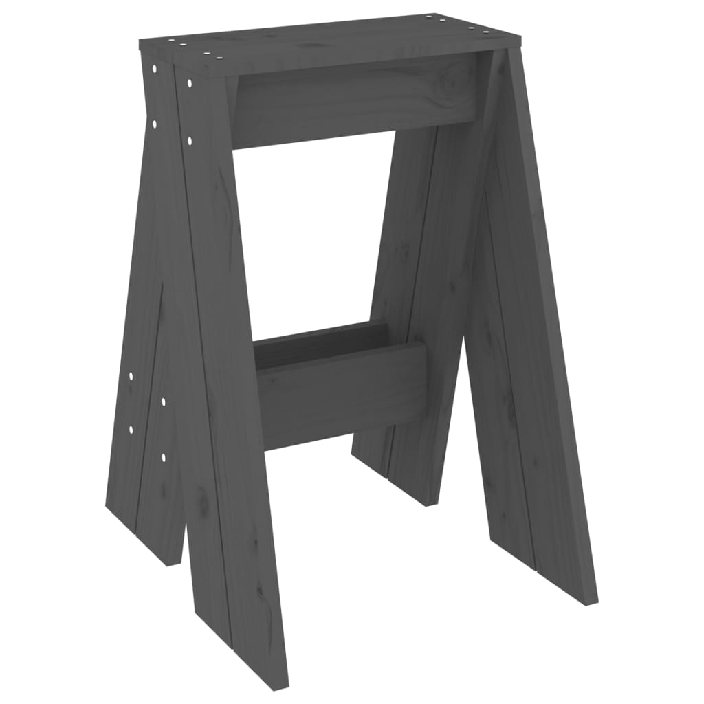 Stolci 2 kom sivi 40x40x60 cm od masivne borovine