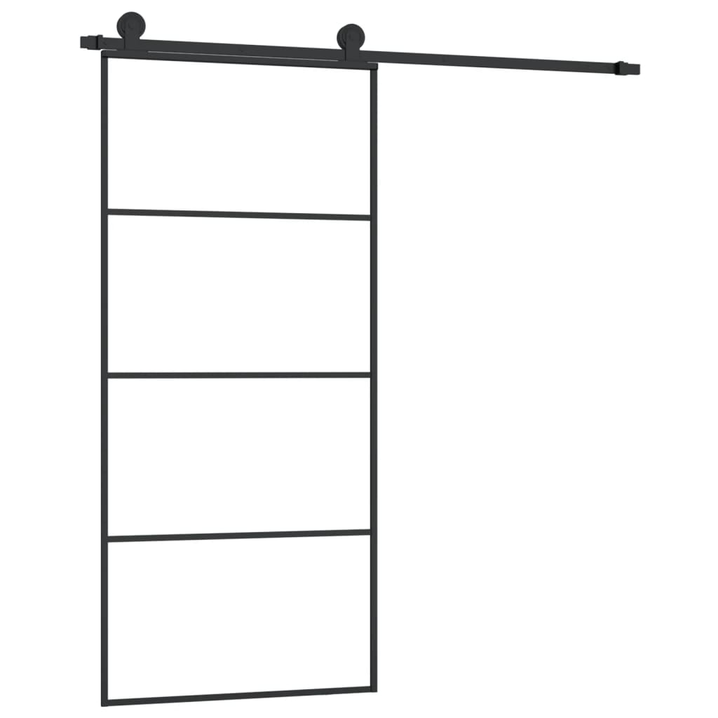 Klizna vrata s priborom 90 x 205 cm od ESG stakla i aluminija