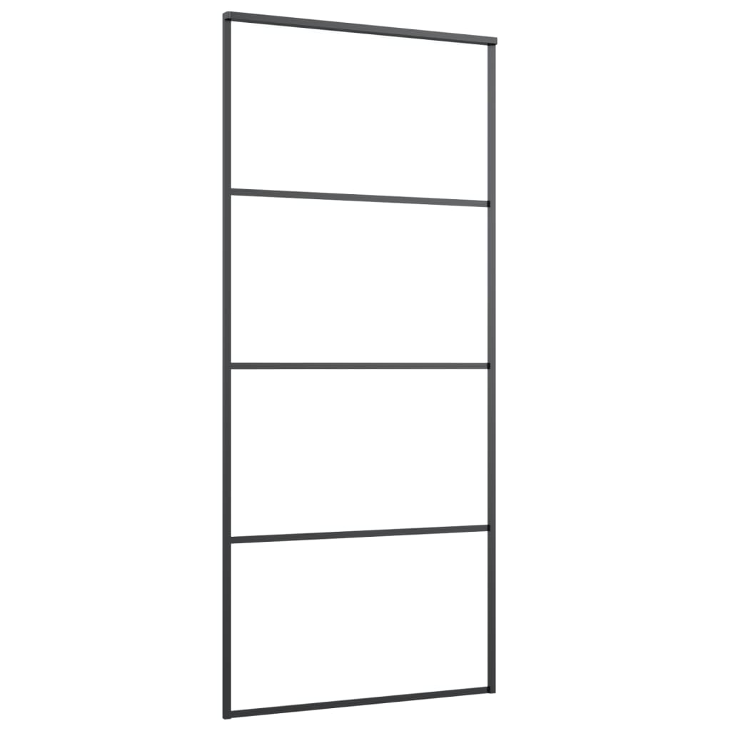 Klizna vrata s priborom 90 x 205 cm od ESG stakla i aluminija