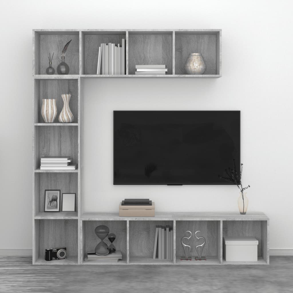 3-dijelni set ormarića za knjige/TV sivog sonome 180x30x180 cm