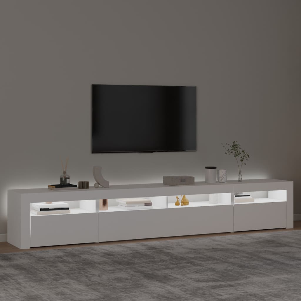 TV ormarić s LED svjetlima bijeli 240x35x40 cm