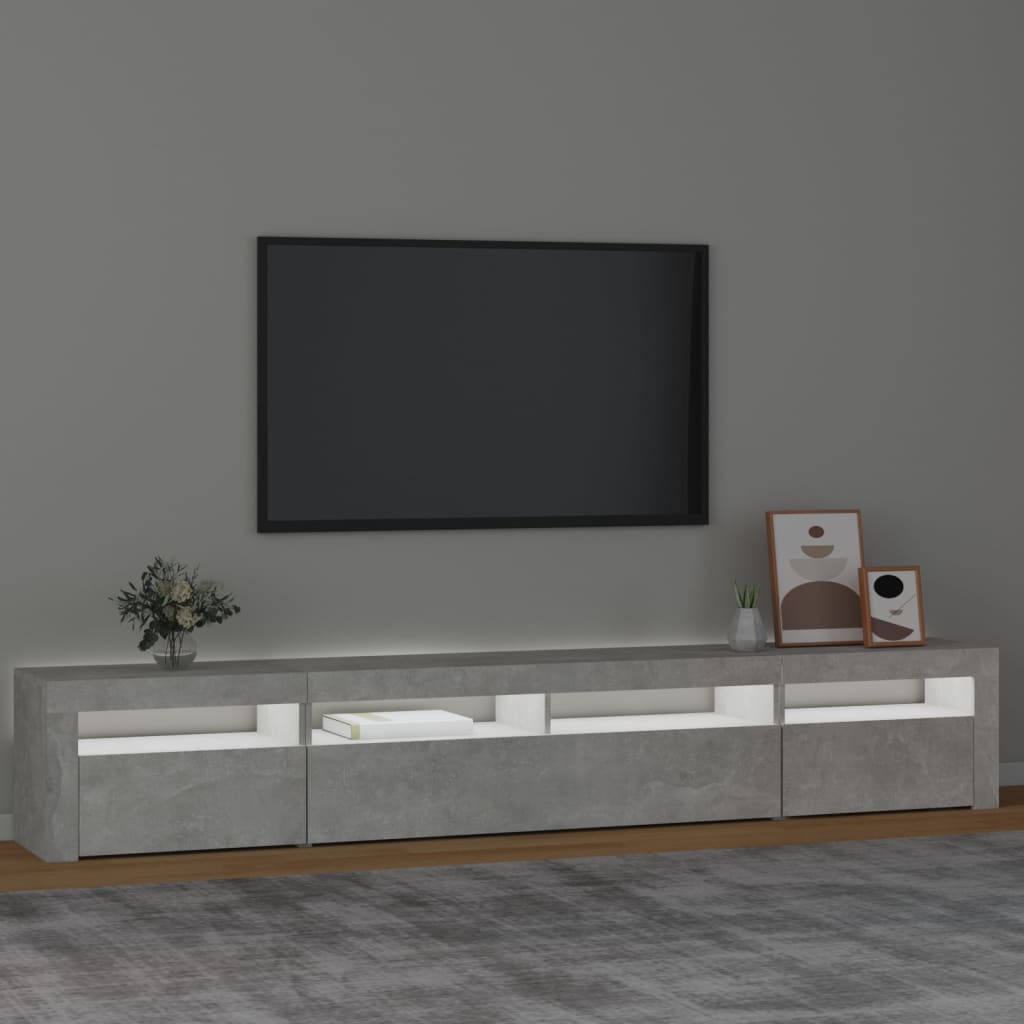 TV ormarić s LED svjetlima siva boja betona 240x35x40 cm