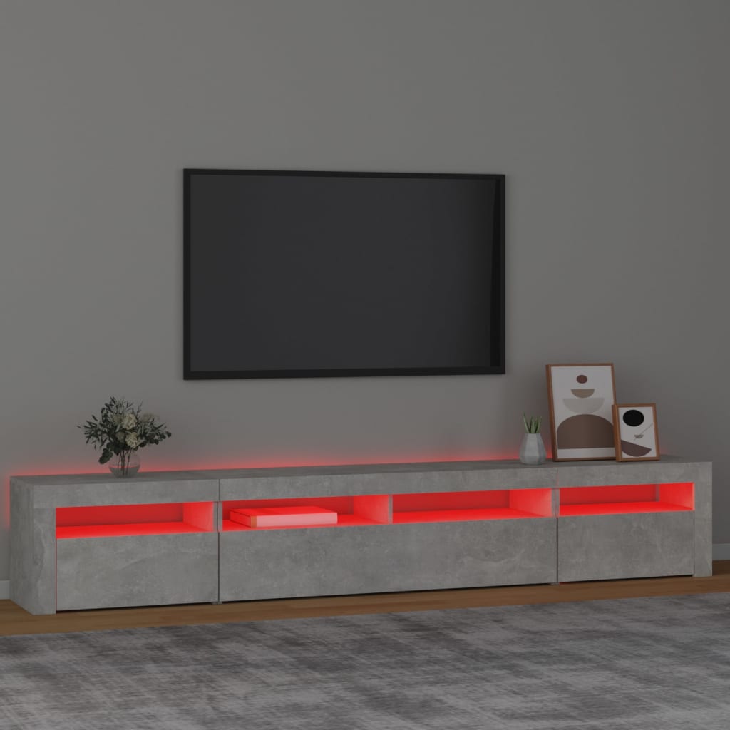 TV ormarić s LED svjetlima siva boja betona 240x35x40 cm