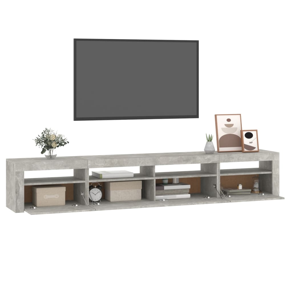 TV ormarić s LED svjetlima siva boja betona 240x35x40 cm