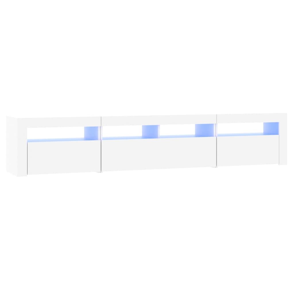TV ormarić s LED svjetlima bijeli 210x35x40 cm