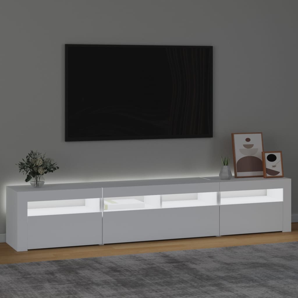 TV ormarić s LED svjetlima bijeli 210x35x40 cm