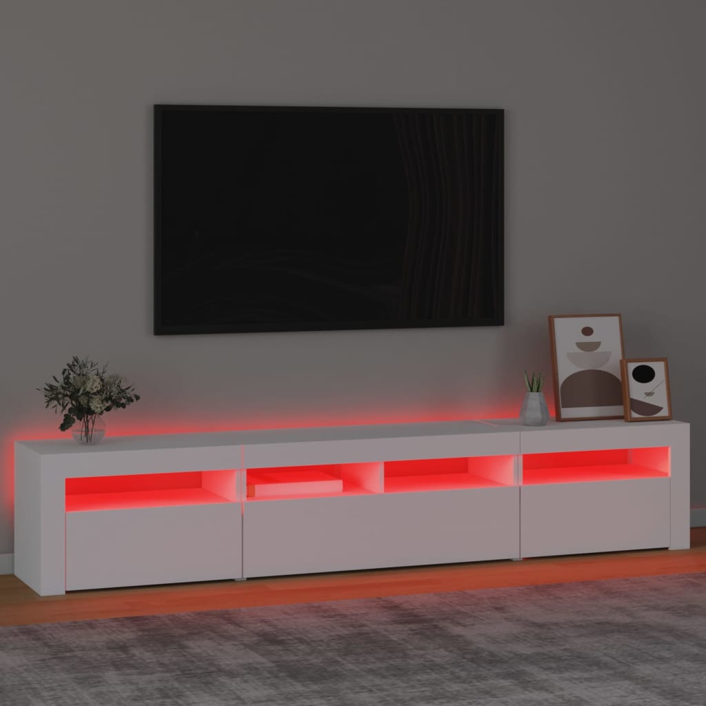 TV ormarić s LED svjetlima bijeli 210x35x40 cm
