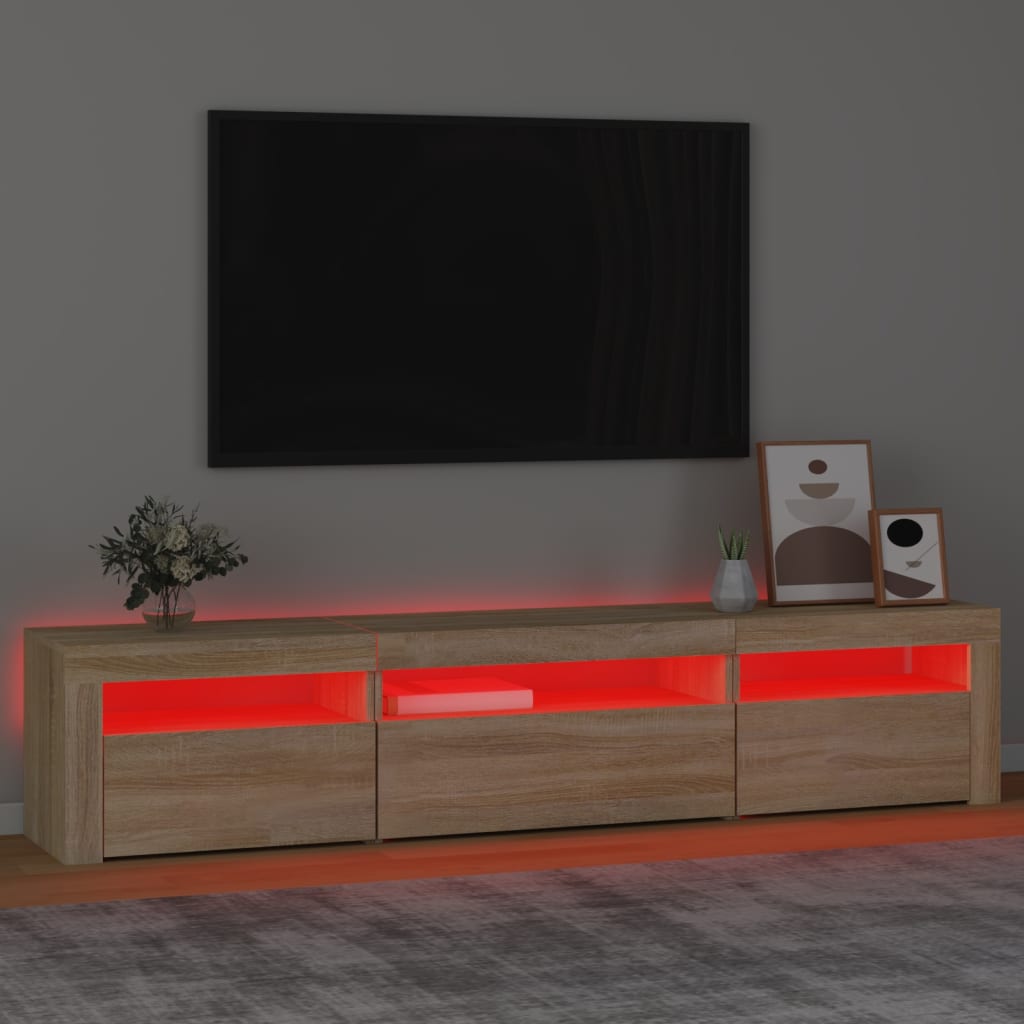 TV ormarić s LED svjetlima boja hrasta sonome 195x35x40 cm
