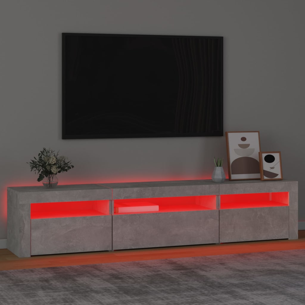 TV ormarić s LED svjetlima siva boja betona 195x35x40 cm