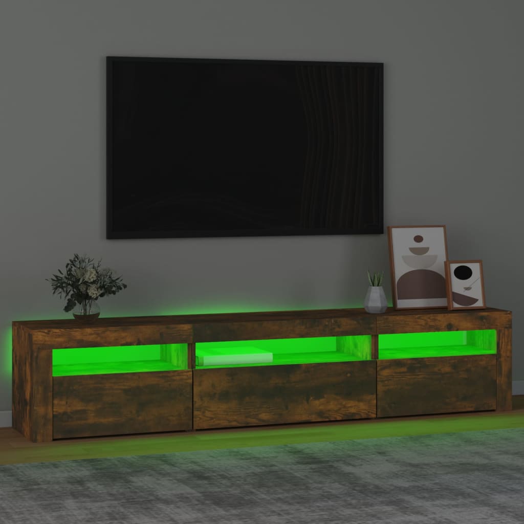 TV ormarić s LED svjetlima boja dimljenog hrasta 195x35x40 cm