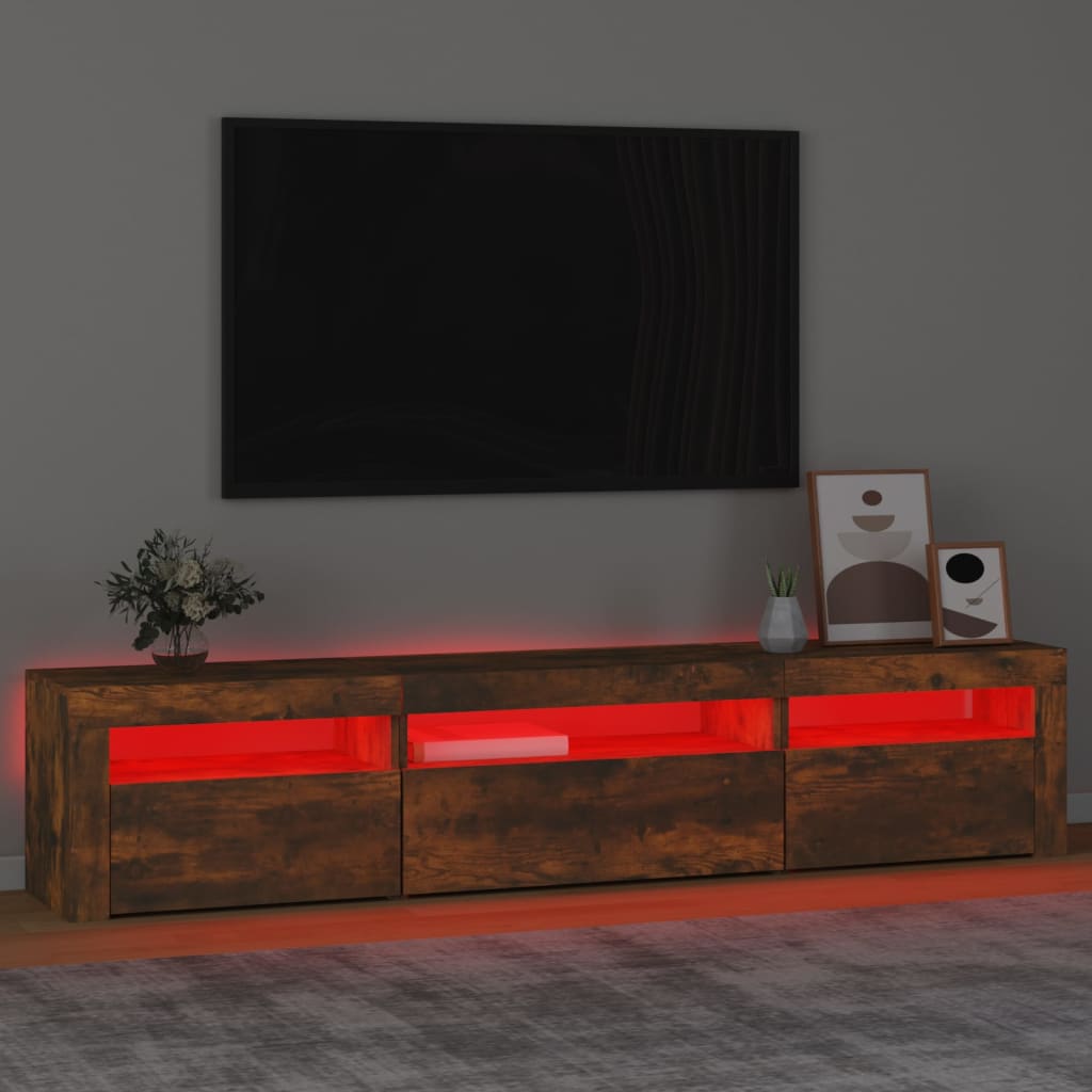 TV ormarić s LED svjetlima boja dimljenog hrasta 195x35x40 cm