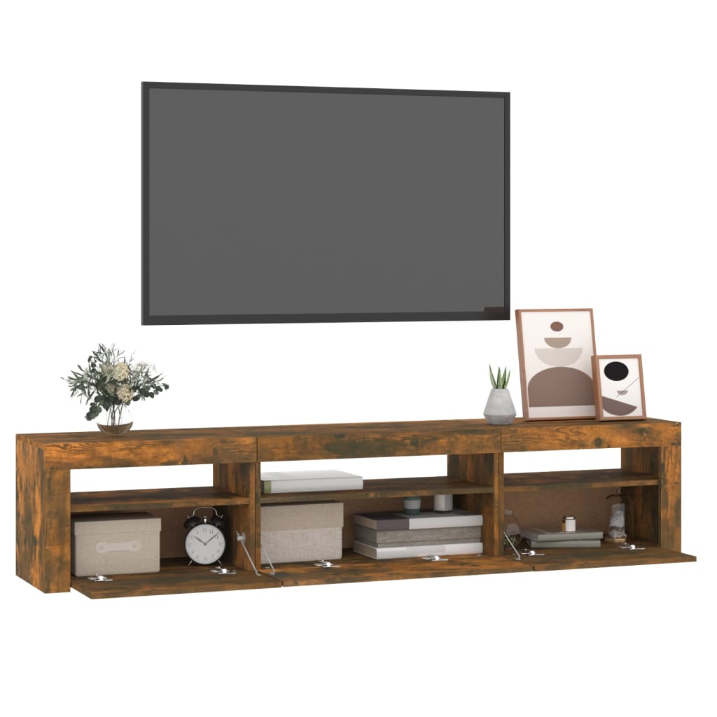 TV ormarić s LED svjetlima boja dimljenog hrasta 195x35x40 cm