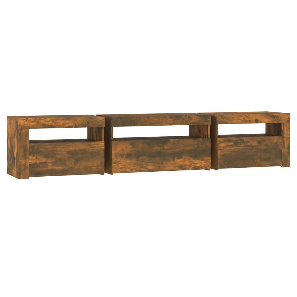 TV ormarić s LED svjetlima boja dimljenog hrasta 195x35x40 cm