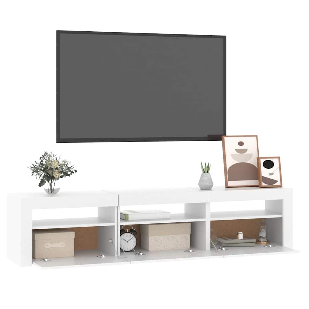 TV ormarić s LED svjetlima bijeli 180 x 35 x 40 cm